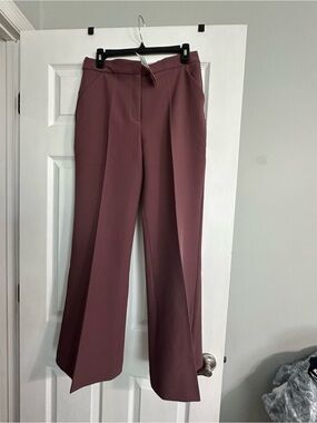 Express Flare Trouser high rise editor Pants in Mauve NWT 8 short